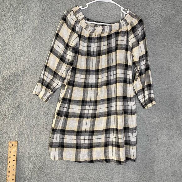 Zara womens plaid mini wool blend off the shoulder dress long sleeve light Small - Picture 6 of 7